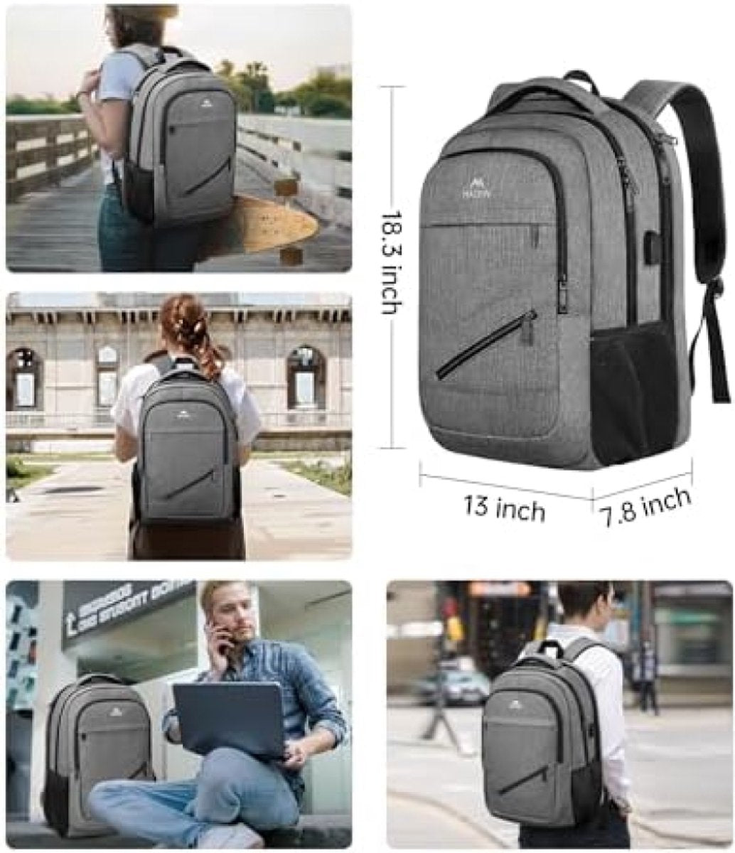 Travel Laptop Backpack, TSA Large Travel Backpack for Women Men, 17 Inch Business Flight Approved Carry On Backpack with USB Charger Port and Luggage Sleeve, Durable College School Bookbag