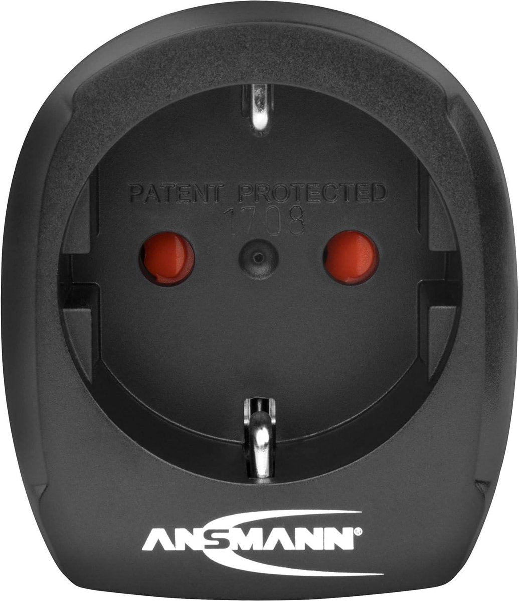 Reisadapter EU naar VK | ANSMANN Schuko reisstekker met beschermingsklasse EU naar IT zwart 1 Stuk