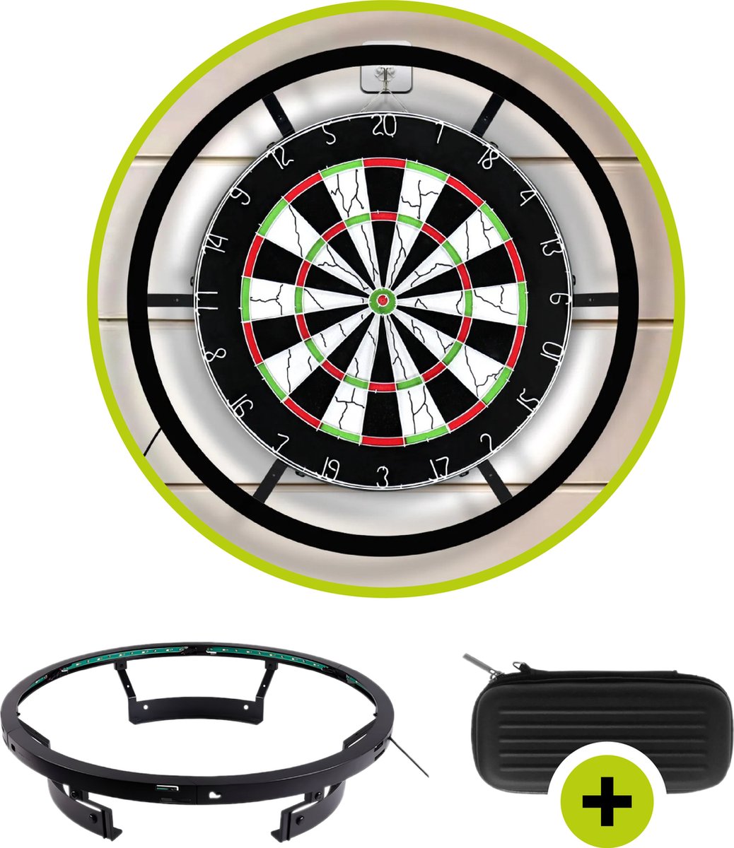 Dartbord Verlichting inclusief Dartcase voor Dartpijlen - Dartbord Surround Ring - Dartbord licht - Dartbord Verlichting Voordeelpakket