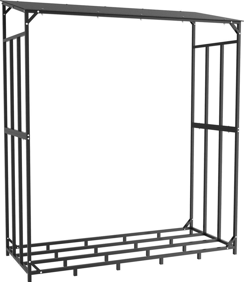 Haardhoutrek - Haardhout rek - Brandhout rek - Openhaard Hout - Houtopslag - Extra groot rek met dak - 156.5 cm x 60 cm x 168.5 cm - Met Waterdichte Hoes - Voor Haard Tuin