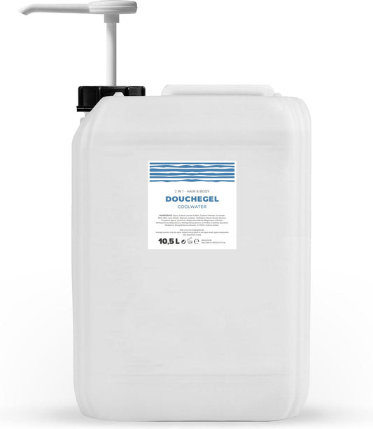 Douchegel - Coolwater - Transparant - 10,5 Liter - Met Pomp - Jerrycan - Navulling - Navullen - Mannen - Heren - Dames - Vrouw - Shower gel - Showergel - Douche gel - Shampoo - Jerrycans - Body wash - Gel douche - Grootverpakking - Douchegel Q1