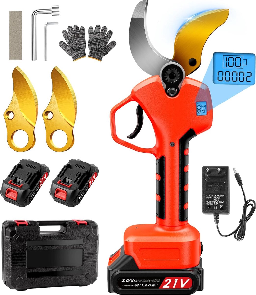 Elektrische Snoeischaar - Heggenschaar - Draadloze Elektrische Takkenschaar - Tuinschaar - Tuin Snoeischaar voor Knippen & Snoeien van Heggen & Takken