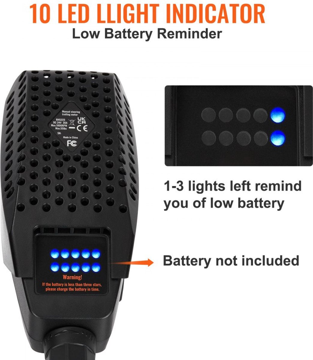 elektromotor 24V vaarbewijsvrije bootmotor elektrische boot buitenboordmotor 1500-1700rpm vooruit/achteruit versnellingen selecteerbare elektromotor golflengte instelbaar 10 LED displays