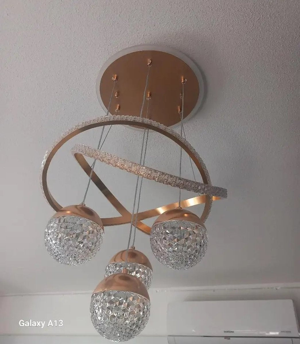 LuxiLamps - 4 Bollen Hanglamp - Kroonluchter Woonkamer - Goud - Moderne lamp - 40 cm - Hanglamp