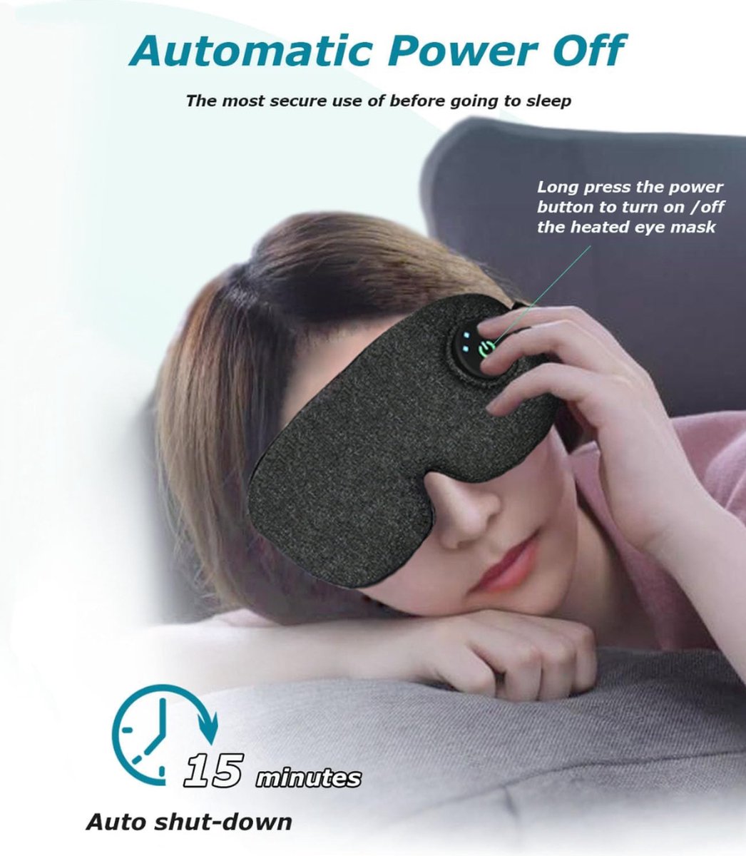 Wireless Heated Eye Mask - Portable Electric Warm Compress for Eyes - Dry Eyes - Blepharitis Treatment - Eye Strain - Styes Eye - MGD - Washable - Dark Grey
