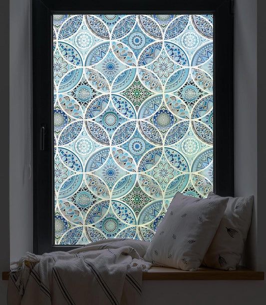 Privacy raamfolie - Niet-zelfklevende glas-in-loodfolie voor badkamer - Warmtewerend en UV-bestendig - 90 x 200 cm