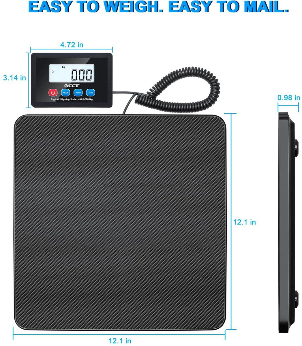 Digital Postal Scale 440 kg with Hold and Tare Function Auto-Off - Shipping Scale for Packages Small Stores Luggage Office