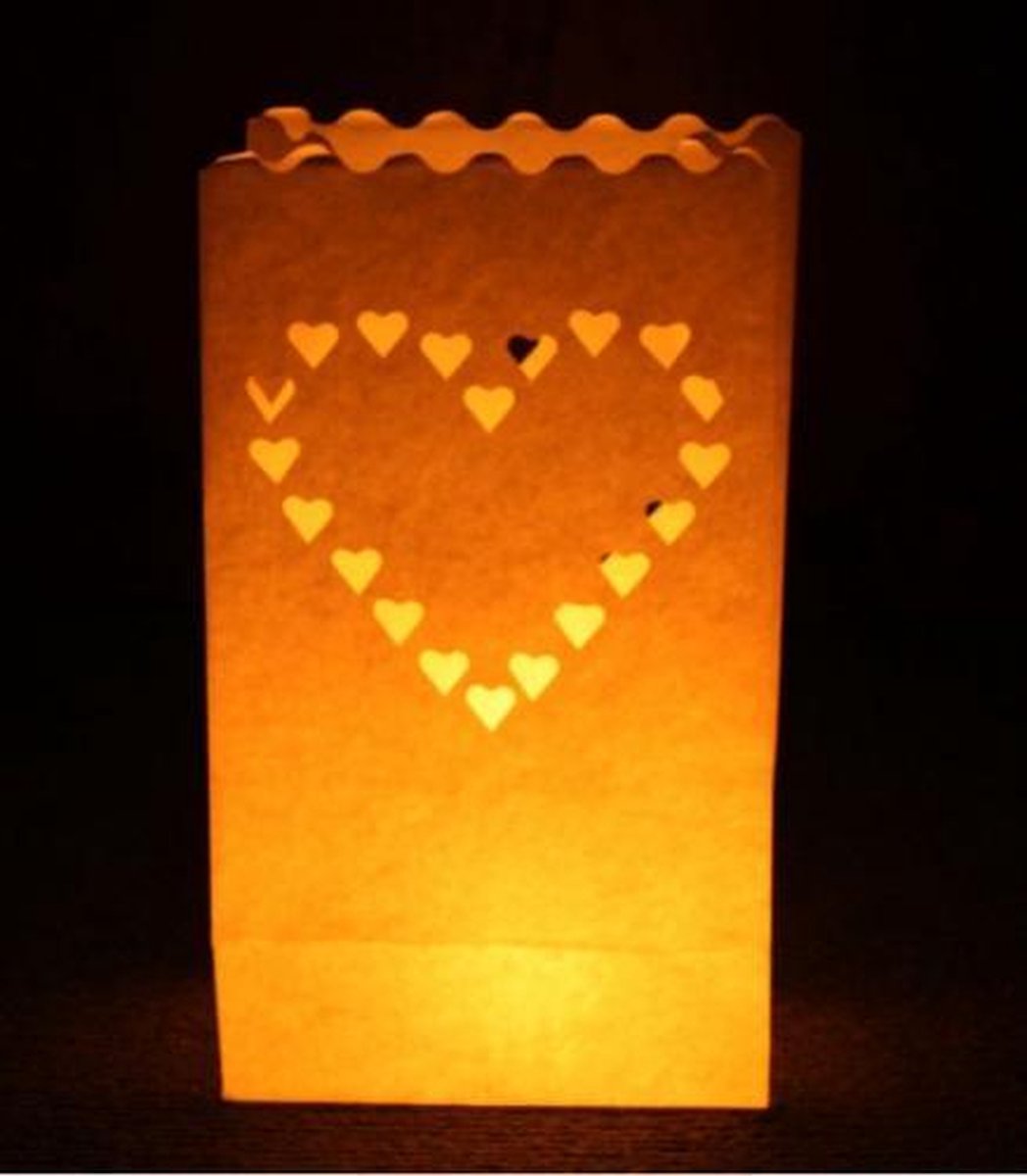 50x Kaarszakjes set Hart 26 cm