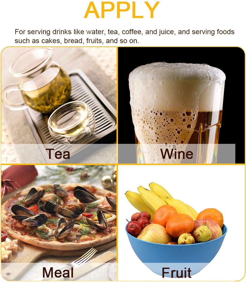 Wooden Rectangular Non-Slip Black For Tea Food Drinks Coffee Kitchenware Restaurants and Bars 25-18-2cm