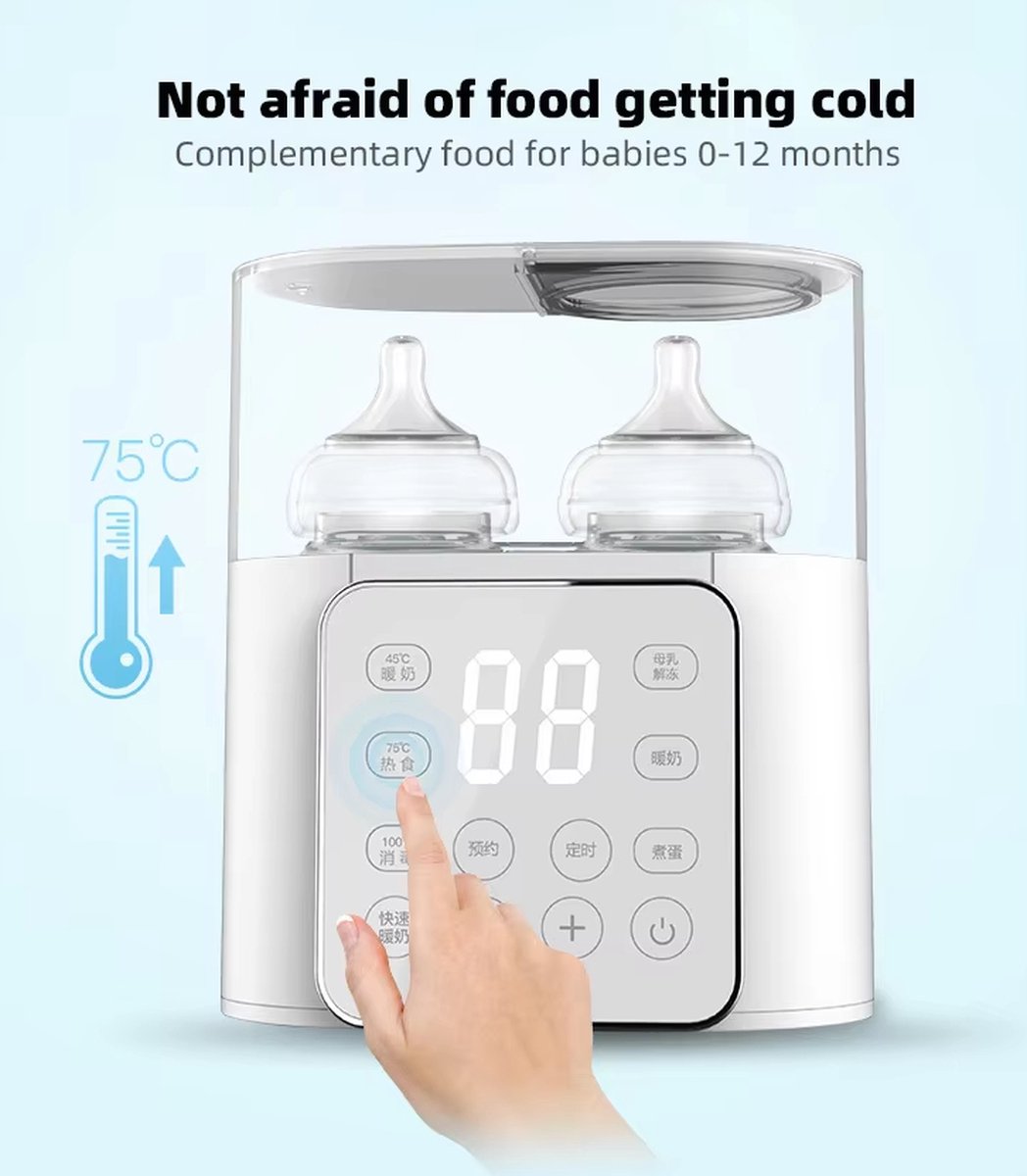Flessenwarmer - Multifunctioneel - Babyaccessoires - Voedselverwarmer - Melkverwarmer - Sterilisator - Met Nauwkeurige Temperatuurregeling - 220v - Ook Geschikt Voor Grotere Flessen - Snel Op Temperatuur