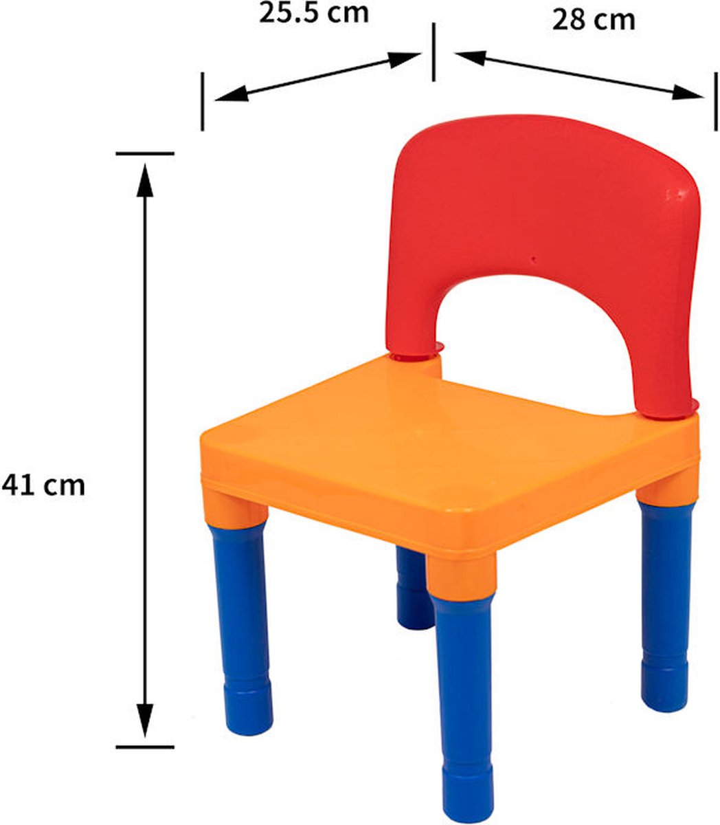 Decopatent® - Kindertafel met 2 Stoeltjes - Speeltafel met bouwplaat en vlakke kant - Geschikt voor Lego® & Duplo® Bouwstenen