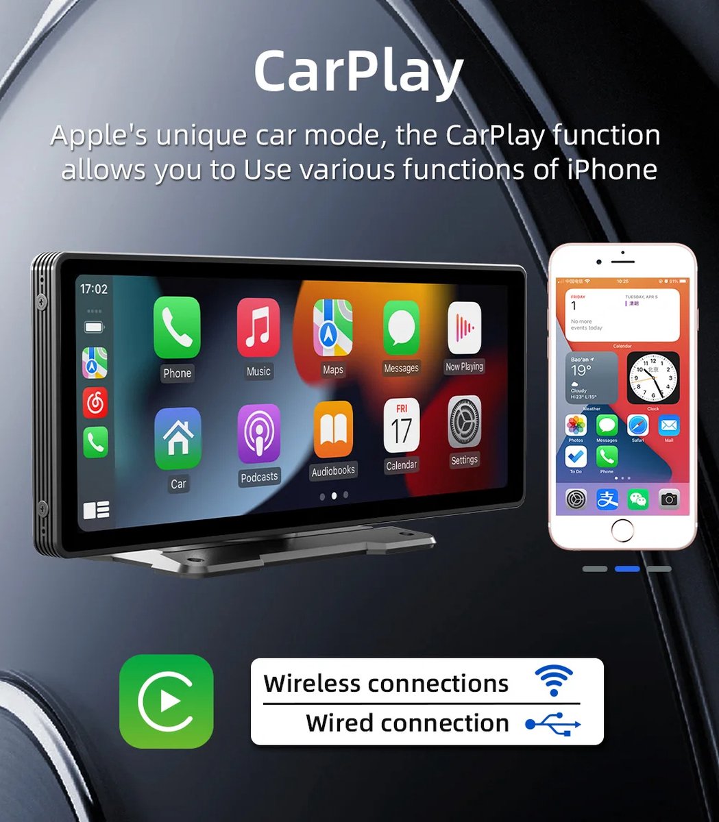 Carplay Scherm - Carplay Dongle - Carplay Apple - Carplay Android - Carplay Draadloos - Car Play - Carplay Dongle Apple - Carplay Dongle Android - Zonder Camera - Auto Radio - Multimedia Scherm -Wifi Video Speler - Universeel Scherm