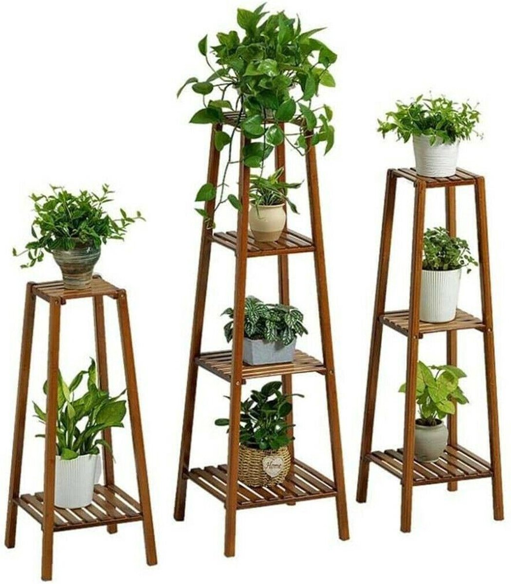 Plant rack - Wall rack - For Plants - Ladder cabinet - 2 shelves - 2 layers - Plant rack - Bamboo - Indoor/outdoor