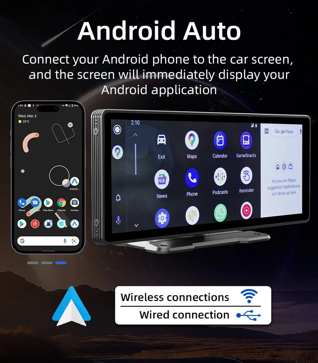 Carplay Scherm - Carplay Dongle - Carplay Apple - Carplay Android - Carplay Draadloos - Car Play - Carplay Dongle Apple - Carplay Dongle Android - Met Camera - Autoradio - Multimedia Scherm - Wifi Videospeler - Universeel Scherm