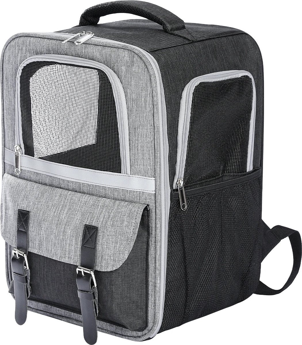 Luxury Dog Bag (L) - Travel bag - backpack for dogs and cats - 40x30x23.5cm - pet cat transport - cat bag - dog carrier bag - transport take along holiday - dog carrier travel bag - carrier - Grey