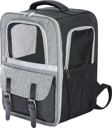 Luxe Hondentas (L) - Reis tas - rugzak voor honden en katten - 40x30x23.5cm - huisdier kat vervoer - kattentas - hondendraagtas - transport meenemen vakantie - hondendrager reistas - carrier - Grijs