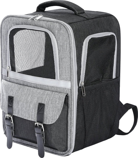 Luxury Dog Bag (L) - Travel bag - backpack for dogs and cats - 40x30x23.5cm - pet cat transport - cat bag - dog carrier bag - transport take along holiday - dog carrier travel bag - carrier - Grey