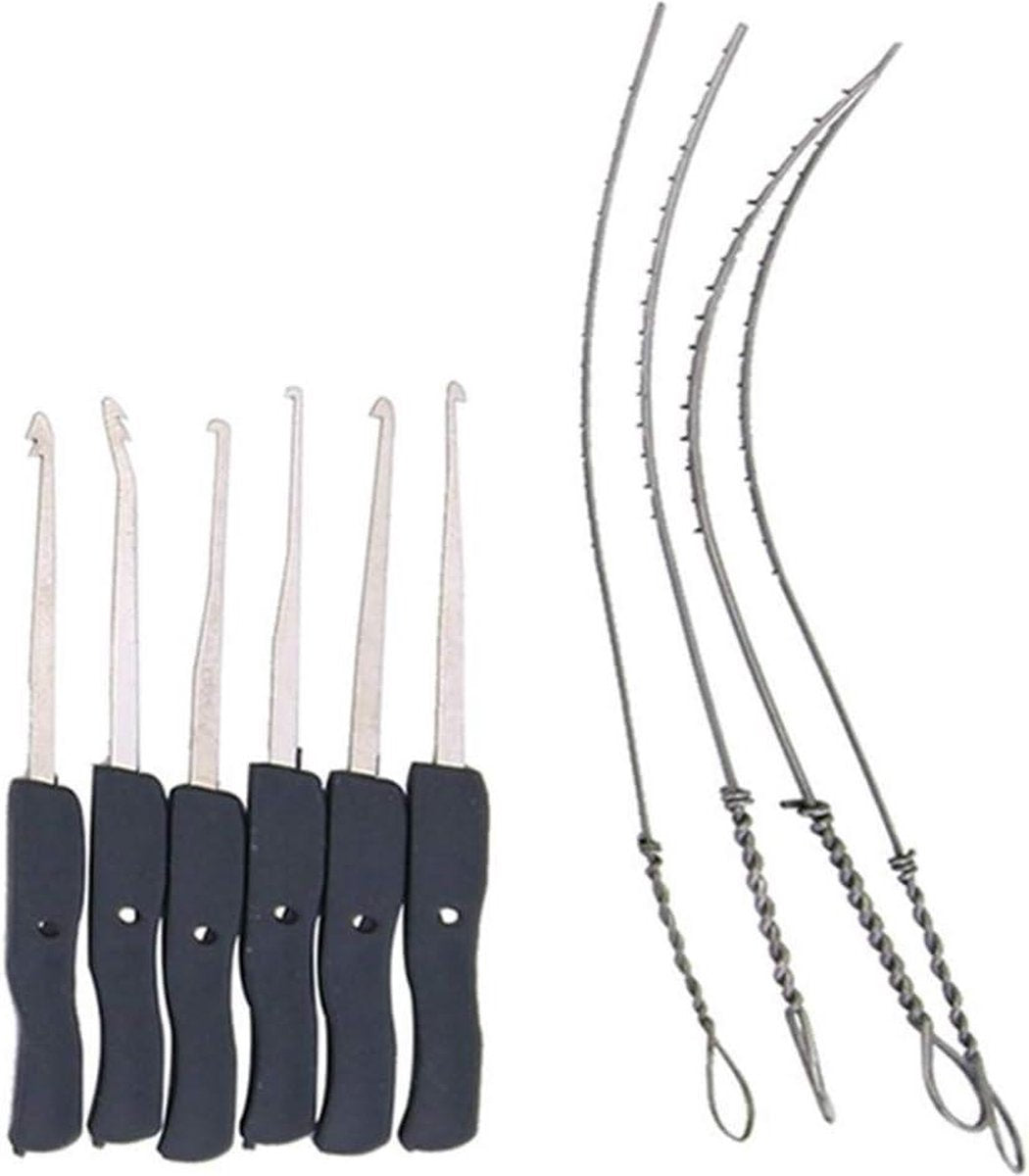 Lockpickset Roestvrij staal Verstelbare Tubulaire Lockpicktool - Transparant Tubulair Slot met Gebroken Sleutel Verwijderaar Set - Blauwe Sleutelfixatie Lockpickset