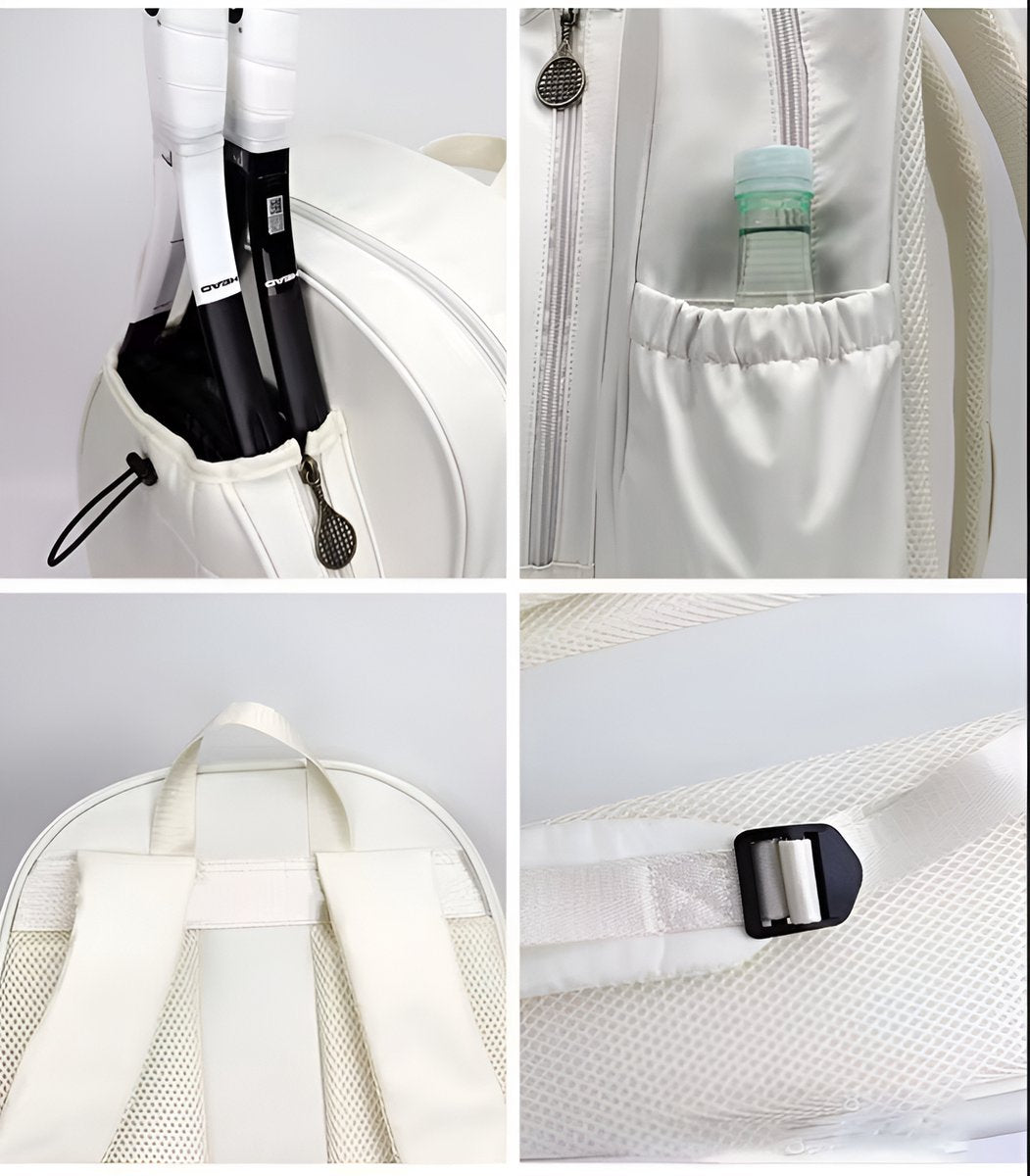 E-Shop4u - Tennis Bag - Tennis Backpack - Tennis - Racket - Backpack - Badminton - Racket Bag - White - Sport - Men - Women