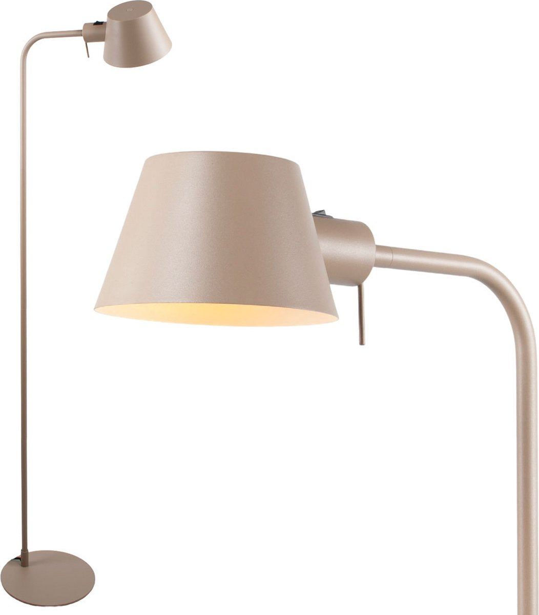 Minimalist adjustable reading lamp | 1 light | sand / beige color | metal | 140 cm high | dining room / living room | floor lamp | standard lamp | modern / Scandinavian | practical design
