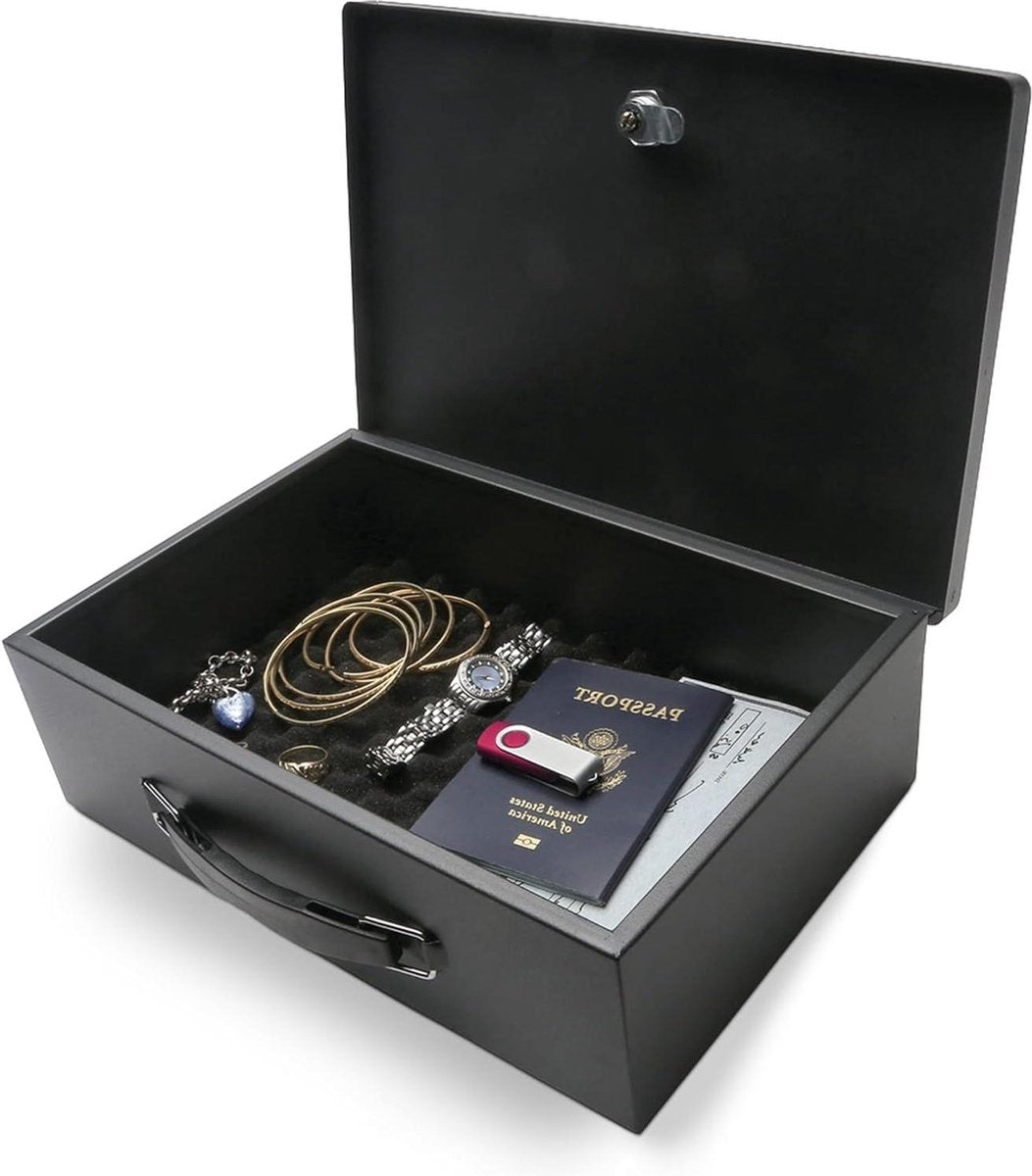 Fireproof Steel Security Box 5L - black with 2 keys