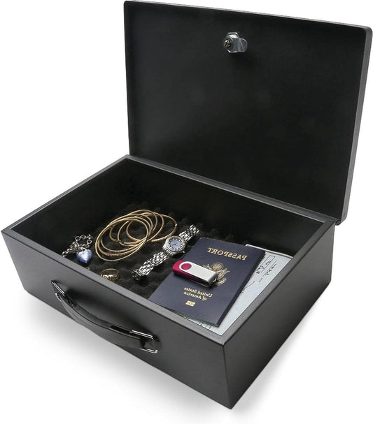 Fireproof Steel Security Box 5L - black with 2 keys