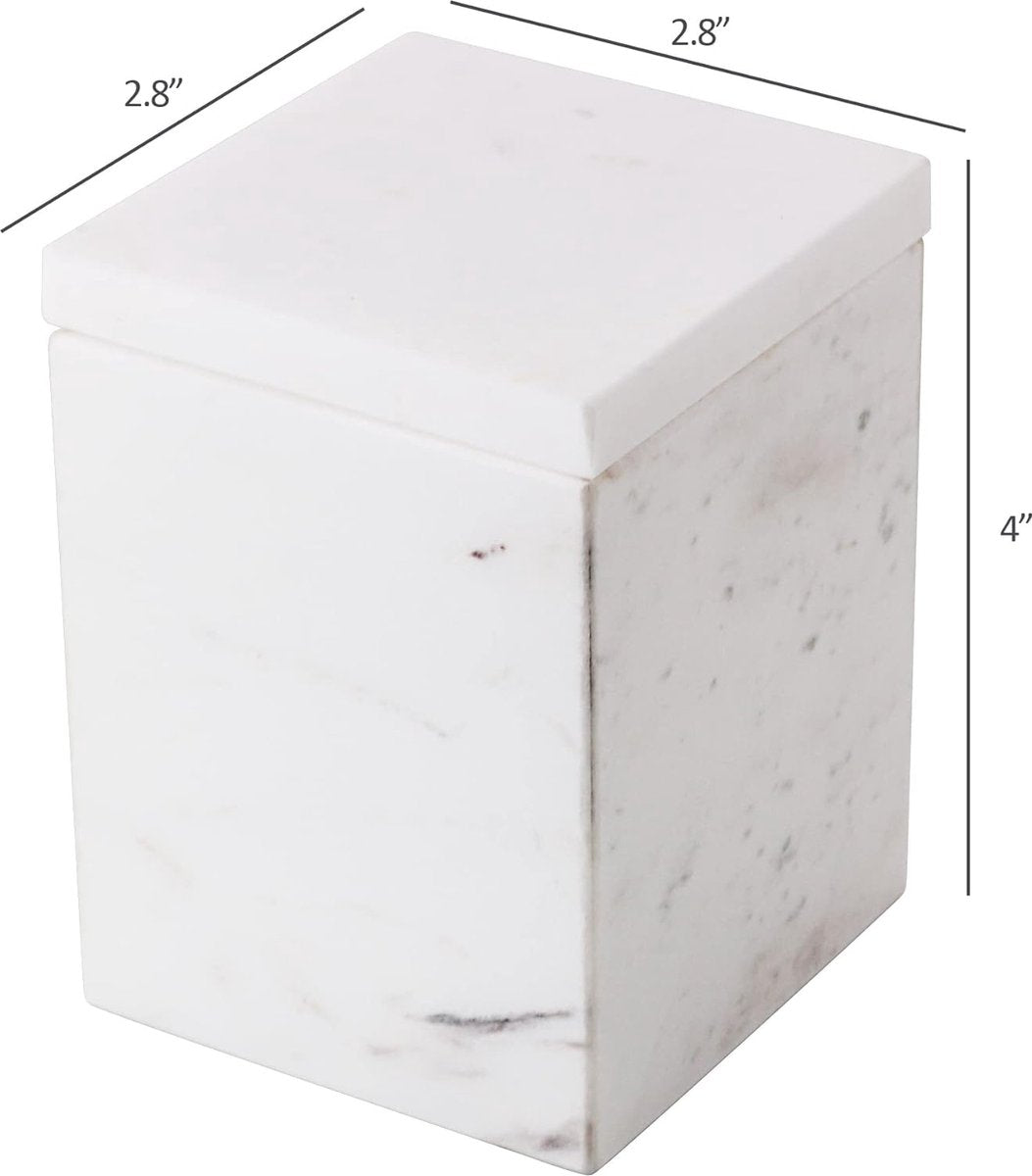 Natural Marble Salt Cellar Spice Container with Lid Countertop Kitchen Decoration Storage Salt Pepper Container Butter Dish and Tea Container White