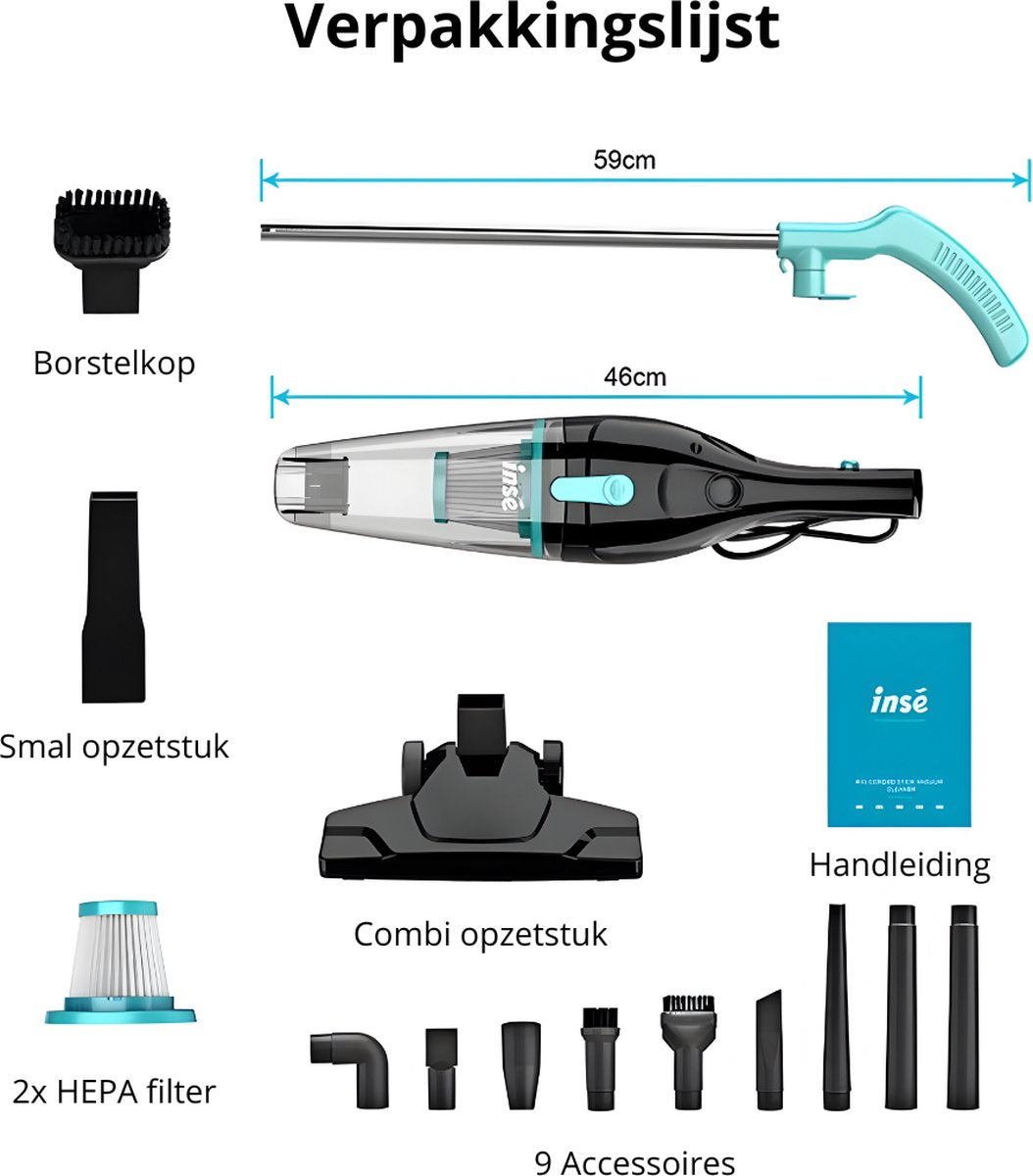 Corded Stick Vacuum Cleaner - Handheld Vacuum Cleaner with Pole - Best-Selling Crumb Sweeper - Crumb Sweeper - Black