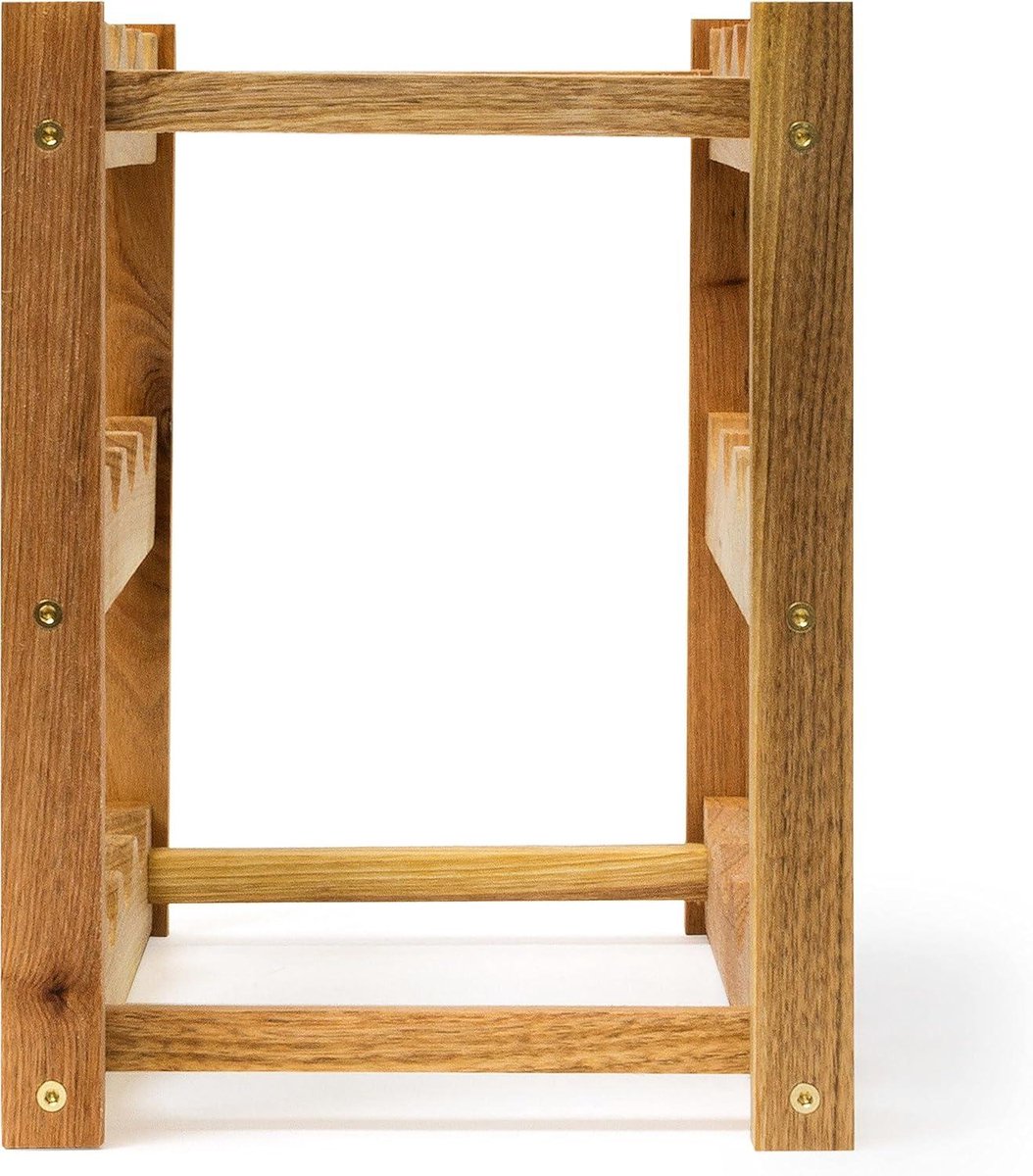 Wijnrek 3 niveaus klein flessenrek voor 12 flessen - naturel hout 42 x 21 x 28 cm