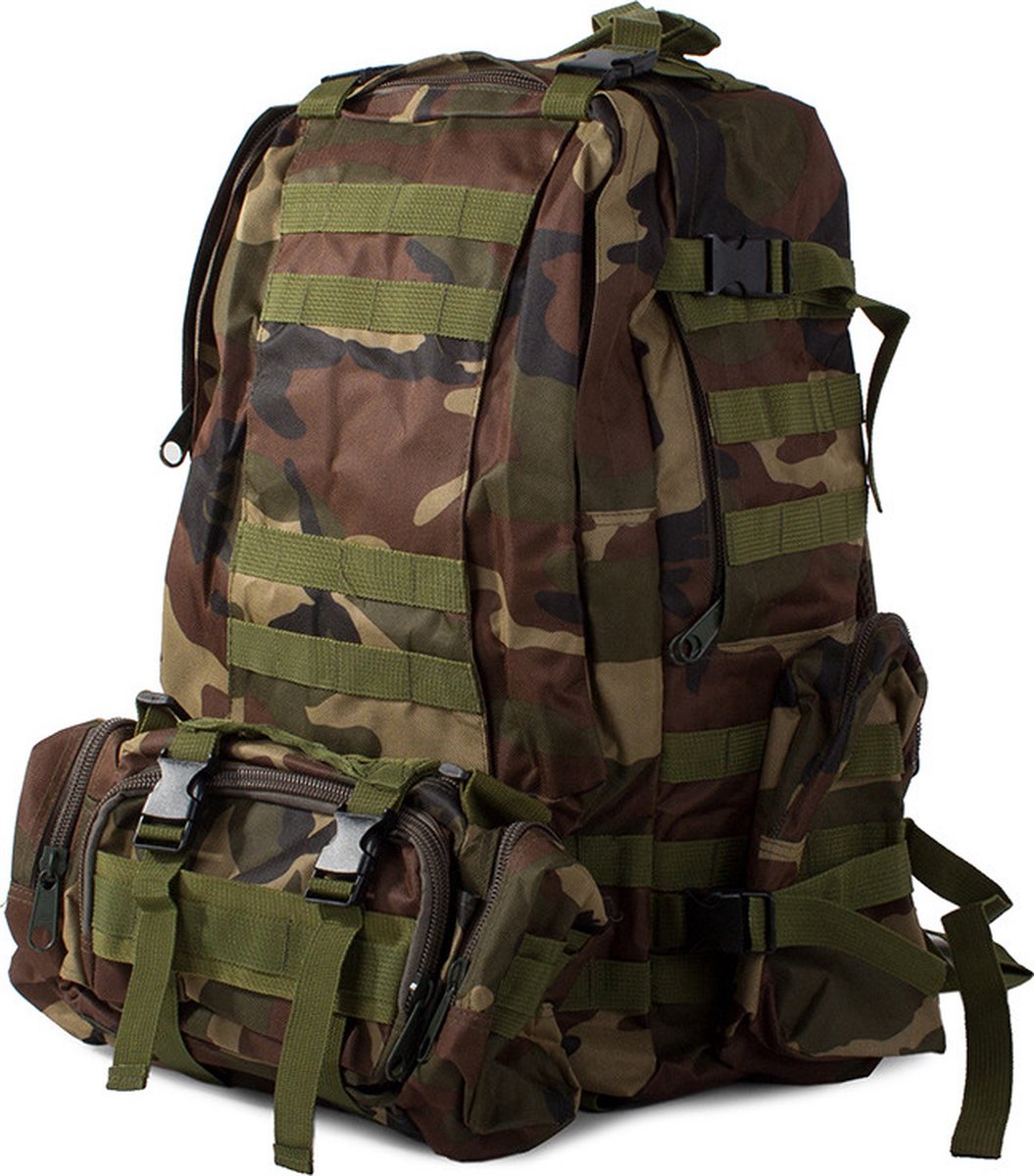 Militaire survival rugzak - Tactical backpack - 48,5 liter - 50x55x16 cm - Camouflage rugtas - Camel - Wandelrugzak - Groen - Waterdicht