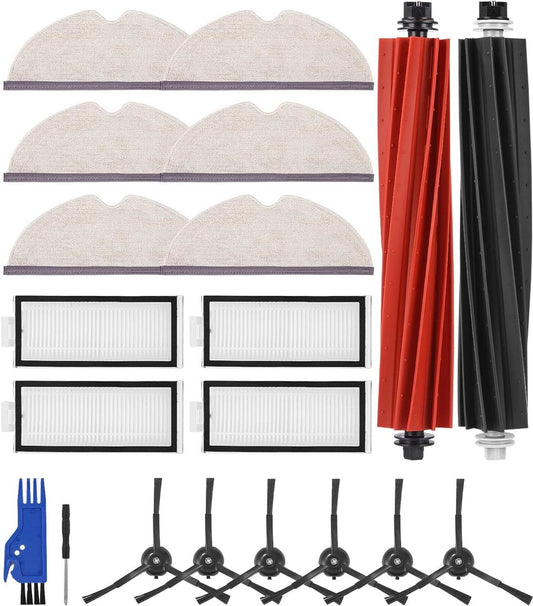 20 stuks accessoireset voor Roborock Q5 Pro/Q5 Pro+/Q8 Max+/Q8 Max robotstofzuigers, 2 hoofdborstels, 4 HEPA-filters, 6 dweildoeken, 6 zijborstels, 1 reinigingsborstel, reserveonderdelen