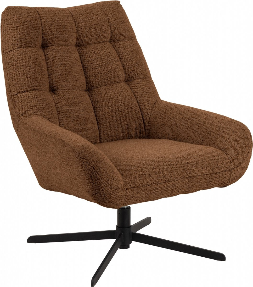 Swivel Armchair Vrijhoeve - Fabric - Brown - 73x88x82 cm (WxHxD) - With Armrest