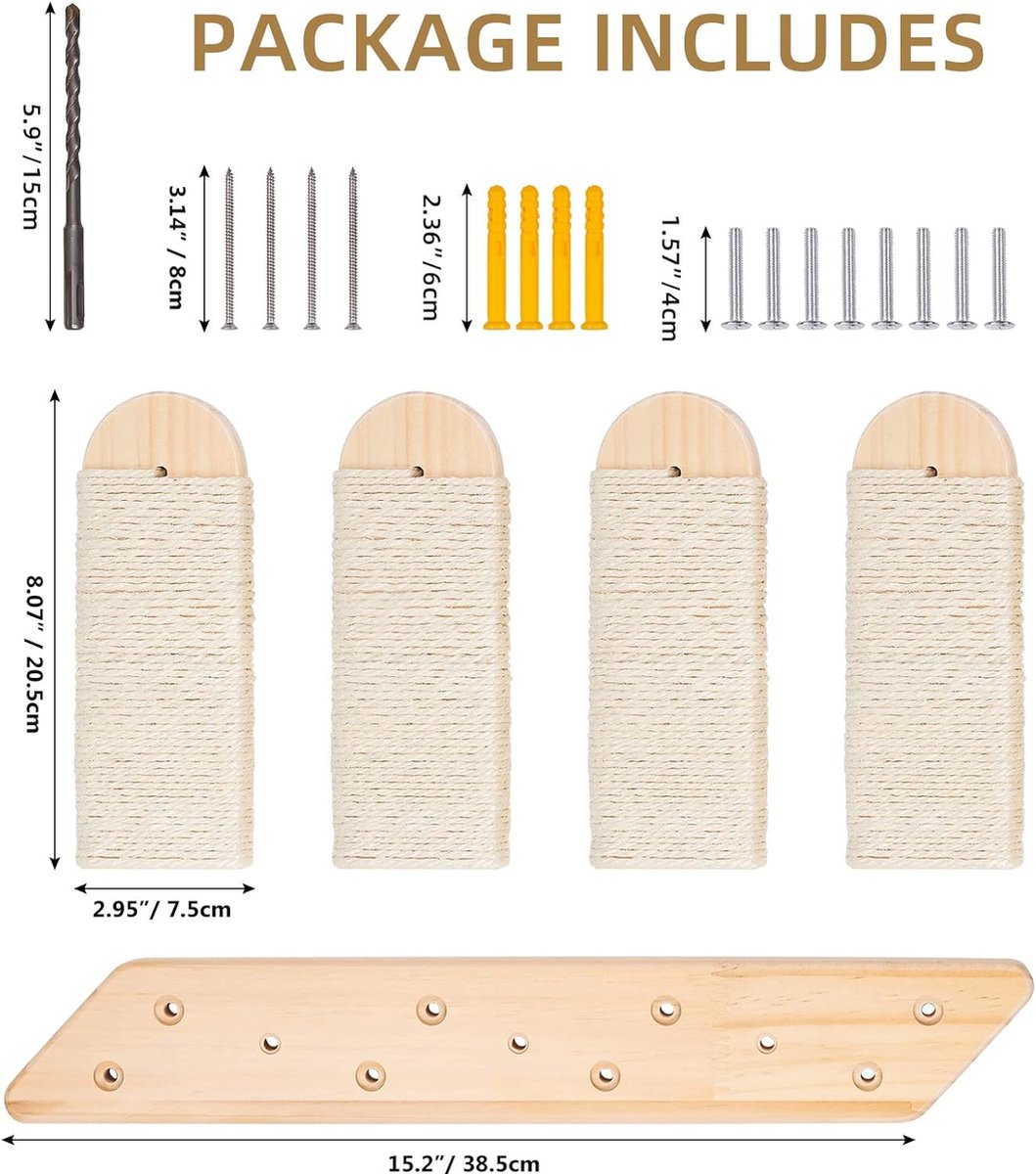 Kattentrap, muur, klimmen, kattenladder, katten, meubels, binnen, klimwand, kattenmeubel, wandelement, wandparkset, voor katten om te klimmen, spelen, loungen