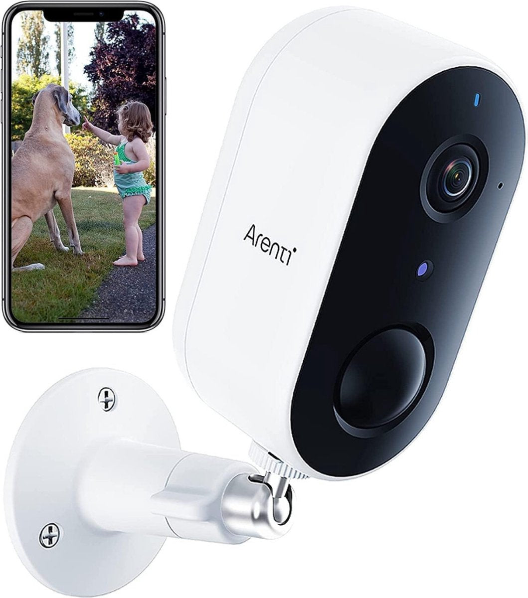 Buitencamera - Draadloze bewakingscamera voor buiten Batterij 2.4 GHz WLAN-camera Bewaking buiten Beveiligingscamera IP65 waterdicht 2-weg audio compatibel met Alexa, Google, 1 stuk