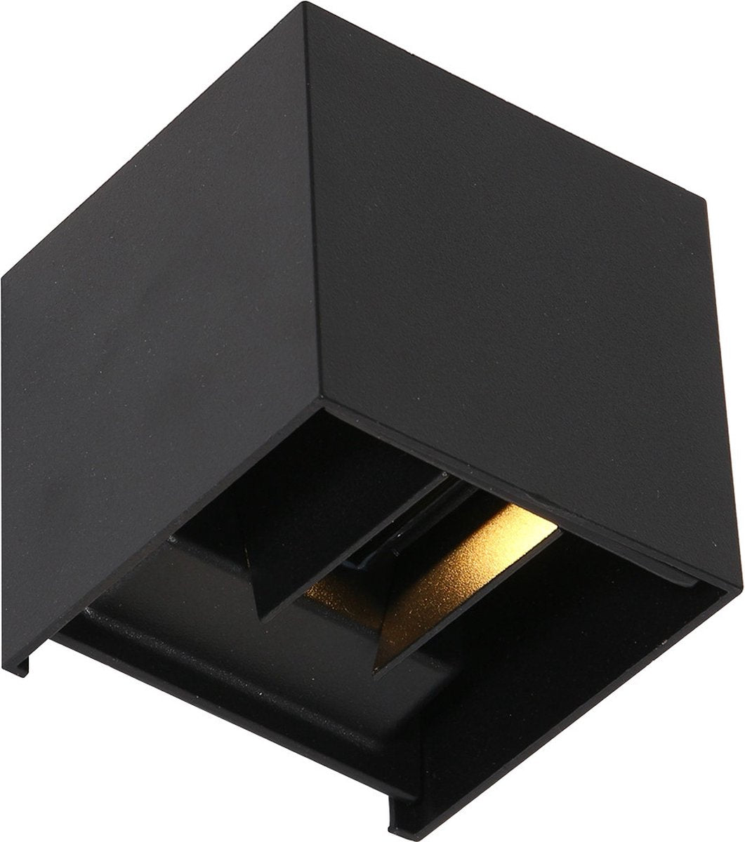 Buitenlamp dubbel met dag- en nachtsensor | industrieel | 2 LED-lichtpunten | mat zwart | 10x10x9,8 cm | modern design | buitenverlichting
