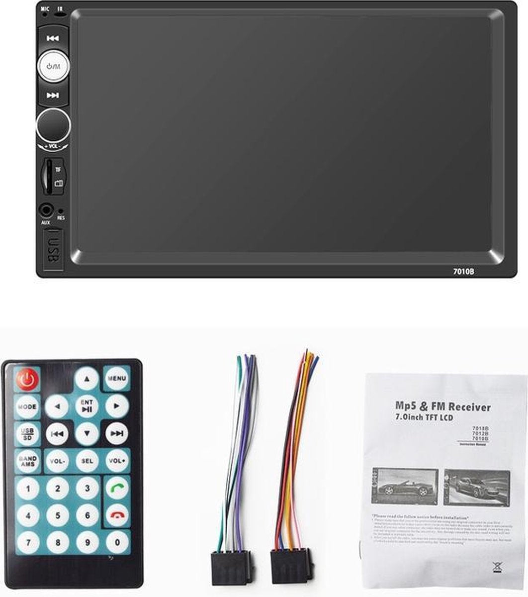 HD Dubbel din autoradio 7". Bluetooth, USB, AUX, Handsfree met touchscreen & afstandsbediening
