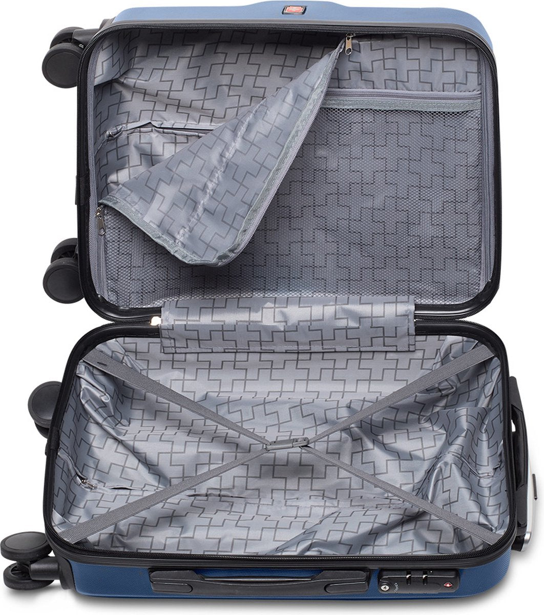 Swiss - Lausanne - Handbagagekoffer - 4 Wielen - TSA-Cijferslot - Blauw