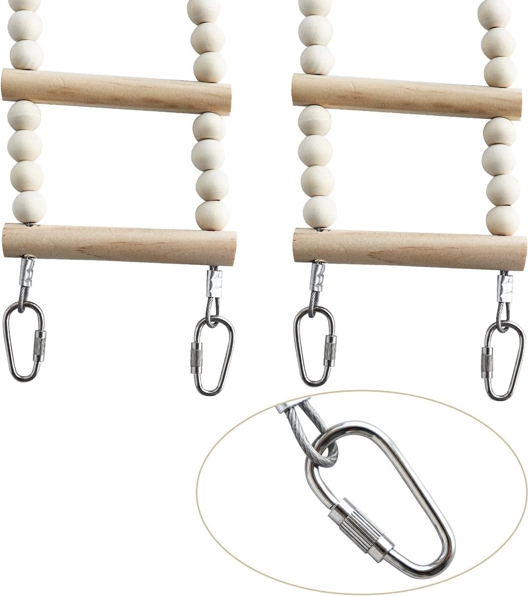 Vogelladderbrugspeelgoed, houten klimspeelgoed voor kleine dieren, vogelkooiaccessoires voor vogels papegaaien kaketoes pioenrozen Afrikaanse grijze ara's parkieten hamsters ratten (28 treden ladder) (157 cm)