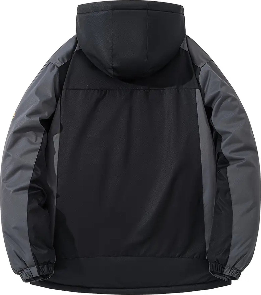 Heren winter waterdicht winddicht winterjack met warme fleece voering, ski-regenjas met capuchon