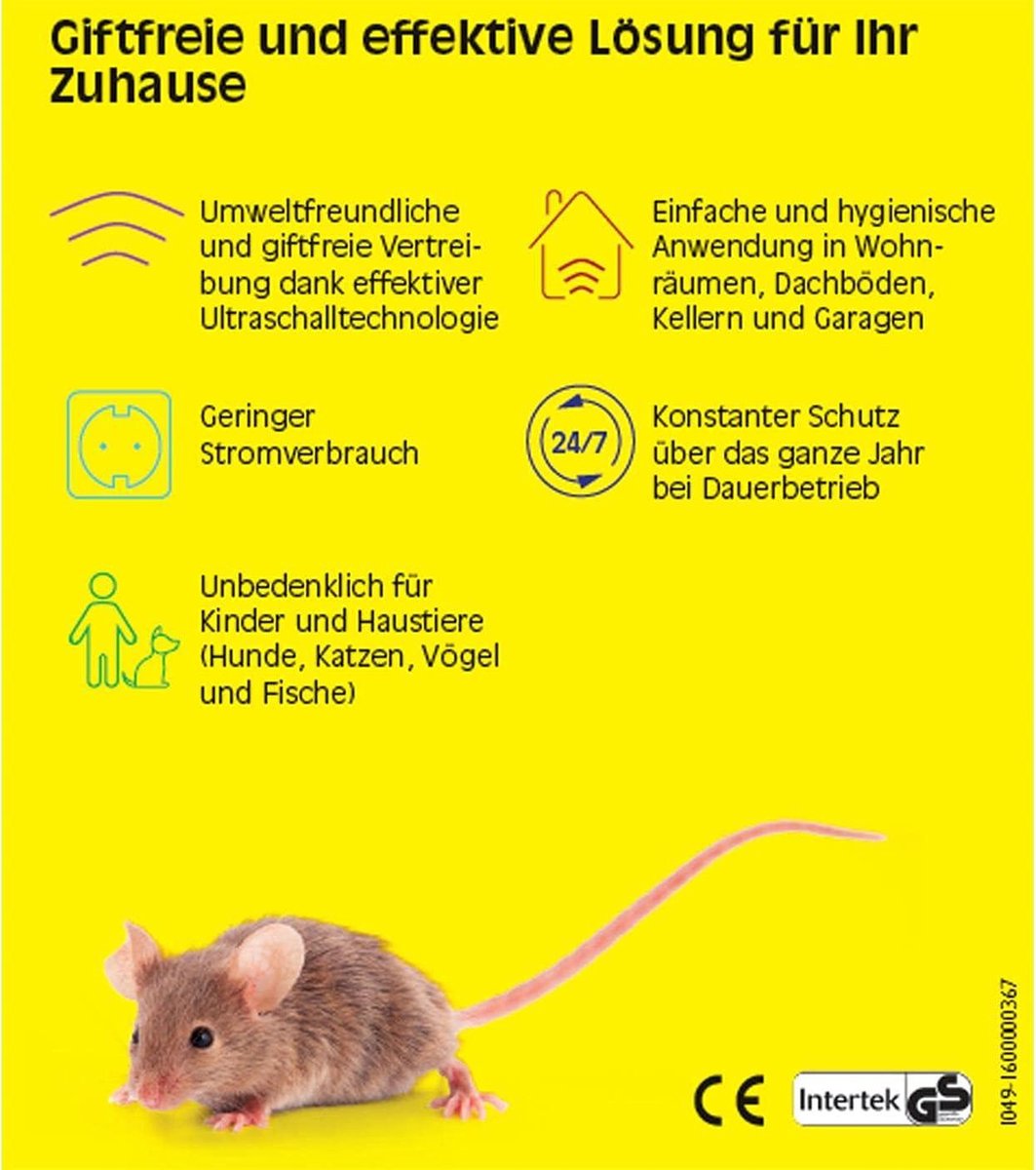 Ultrasound device 30 m² against rats and mice in white - Neudorff Sugan