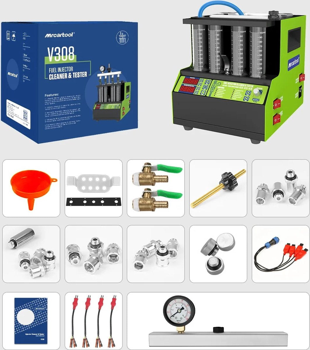Brandstofinjector-Reiniger - Tester - 4 Cilinders - Ultrasone Nozzle - Reinigingsmachine voor Brandstofinjector