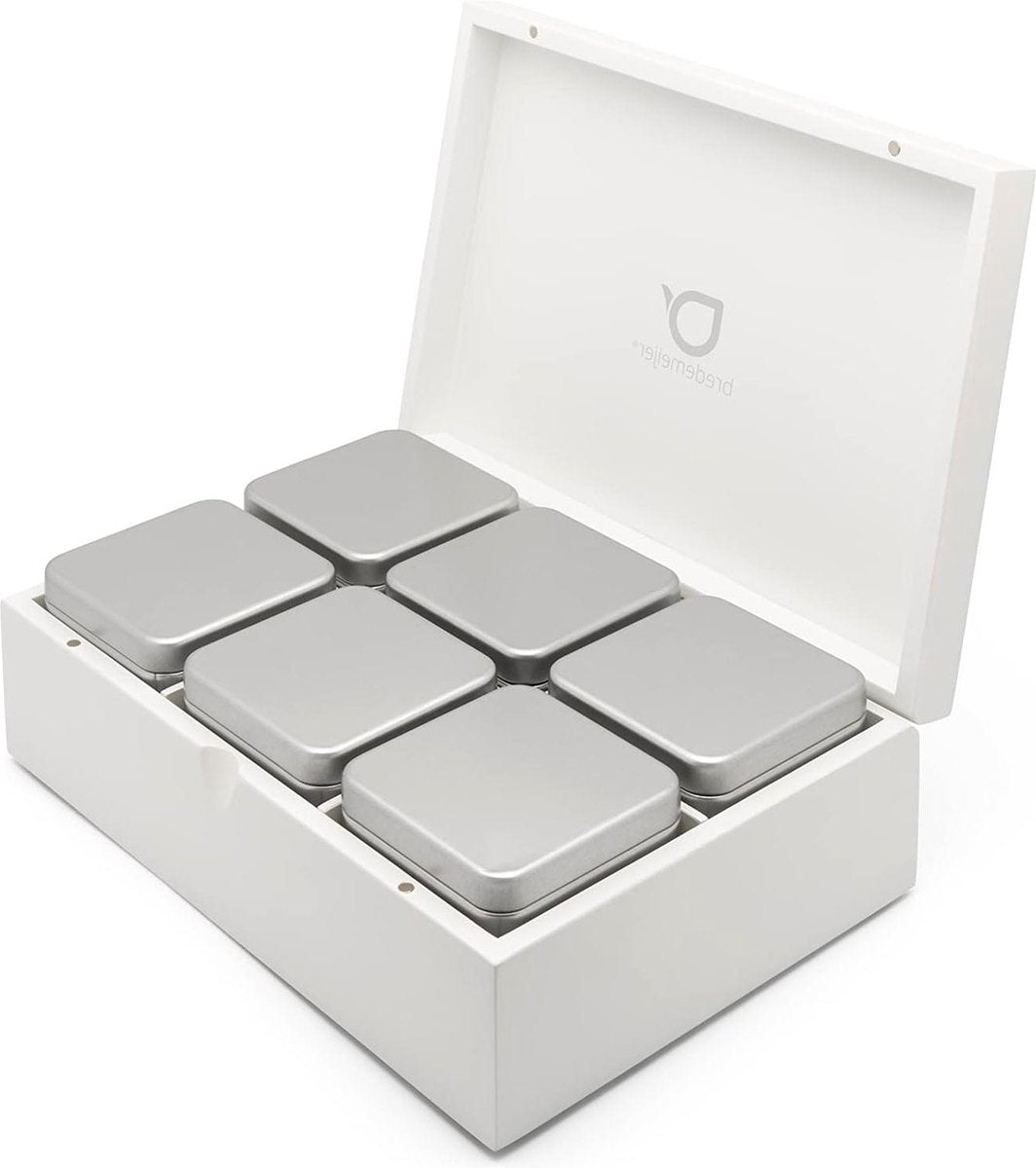 Large 7-piece wooden tea bag box white 27 x 185 cm - Tea box without window - Tins for loose tea Tea box