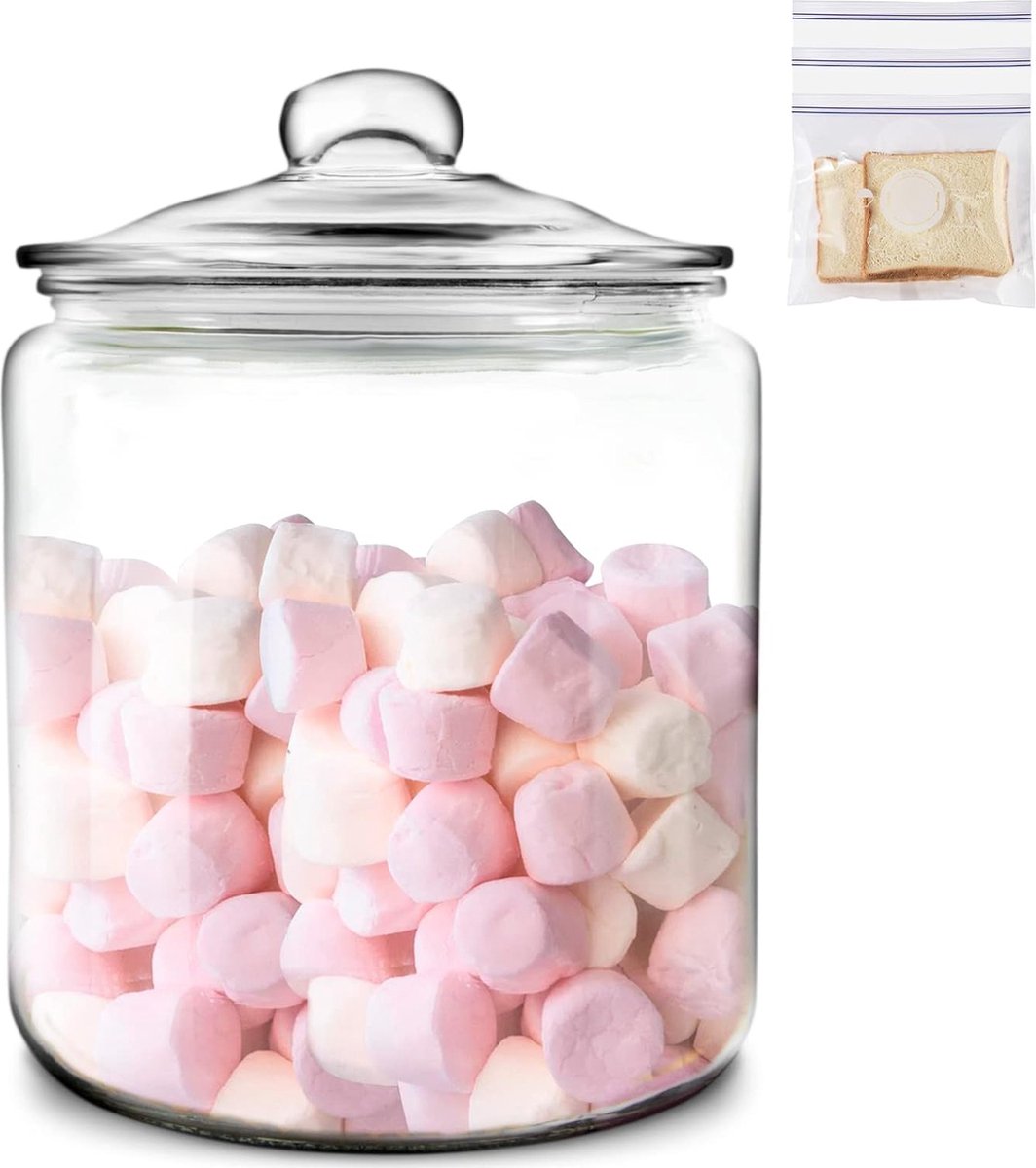 Large Storage Jars with Lid, Airtight, 5800ml Large Glass Container with Lid, Kitchen Storage Jar for Flour, Biscuits, Nuts, Pasta and Coffee Beans, Transparent.