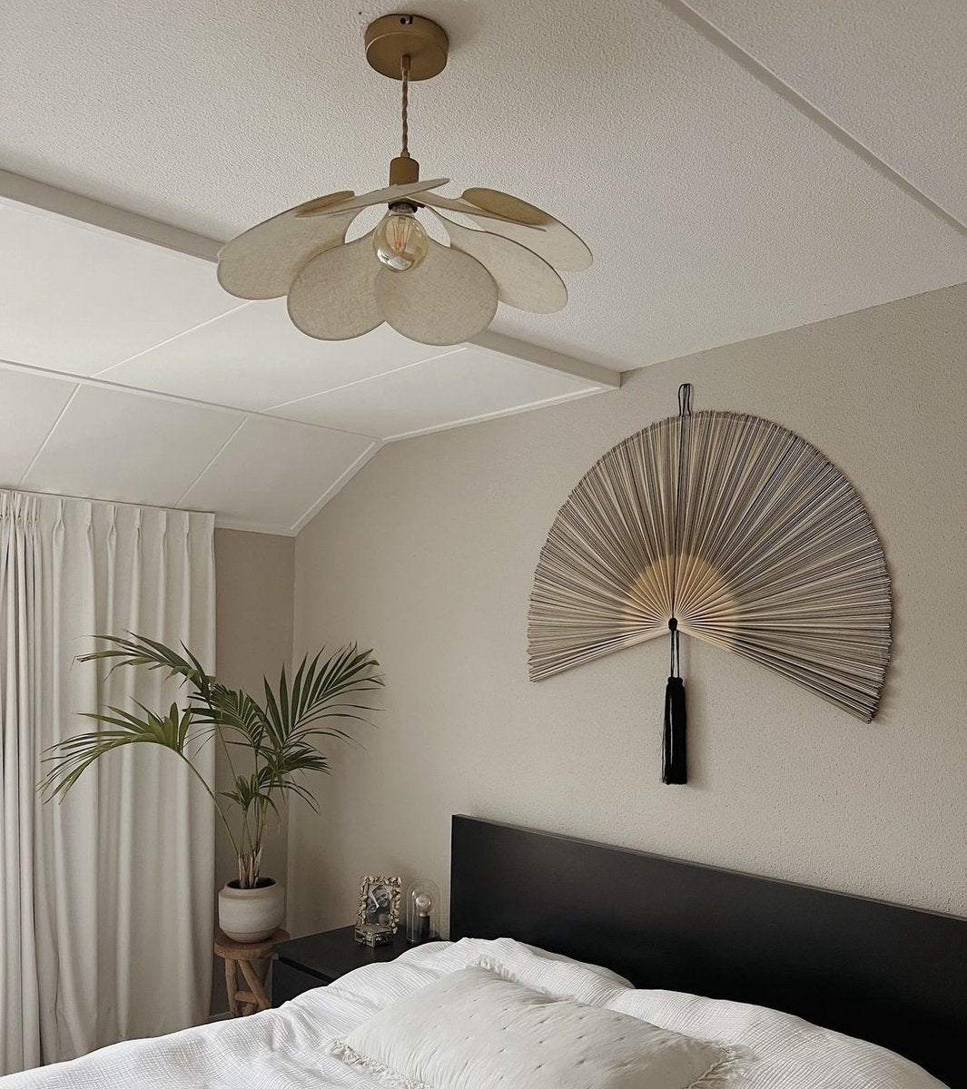 Bamboo waaier Extra Large | Bamboe wanddecoratie | Muurdecoratie waaier met kwastjes | Interieur eyecatcher | Japandi stijl