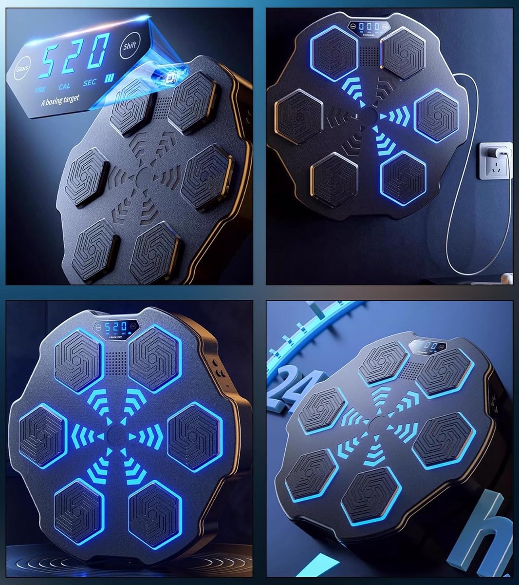 Smart Music Boxing Machine - 8 Training Levels - Includes Gloves - Intelligent Punching Bag - Bluetooth Connection - Digital Boxing Machine with Music - Punching Ball - Box Machine - Level Training - Boxing - Fitness