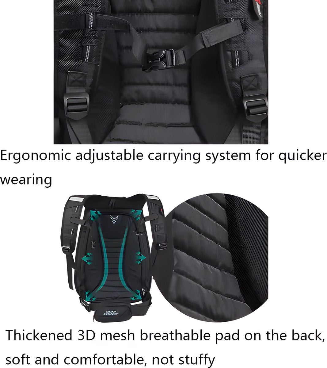 E-Shop4u - Carbon Fiber Motorhelm Rugzak 30L - Waterdichte Tas - Motor Rugzak - Harde Schaal - Turtle Bag - Innovatieve Motorfietstas - Waterbestendig - Grijs
