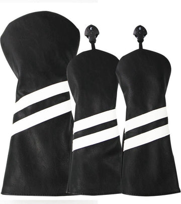 Golf Club Headcover Double-Stripe Zwart- Headcovers-Golf Spullen- Driver, Hybride, Fairway wood