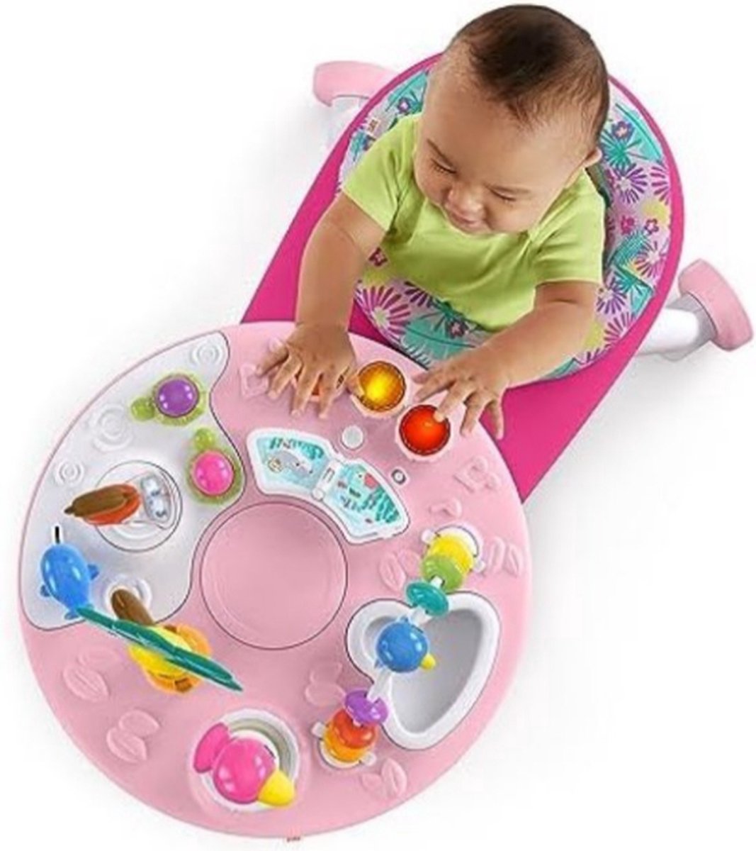 Loopstoel baby - Loopstoel met schommelfunctie - Loopstoeltje baby - Roze