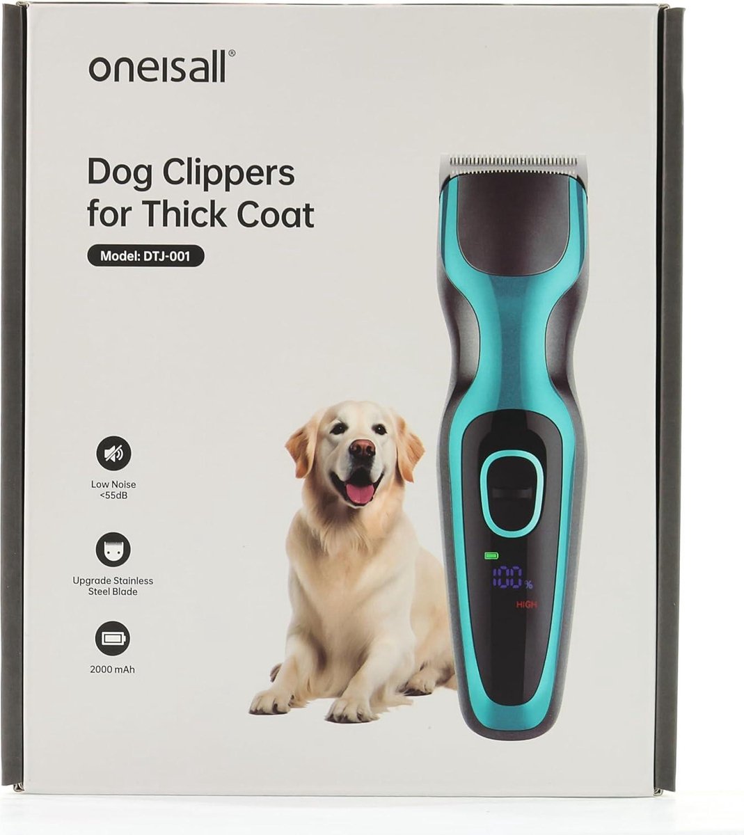 Professionele stille hondentondeuse - elektrische tondeuse voor honden en katten - krachtige motor - geschikt voor dikke of vilten vacht - blauw Hondentondeuse