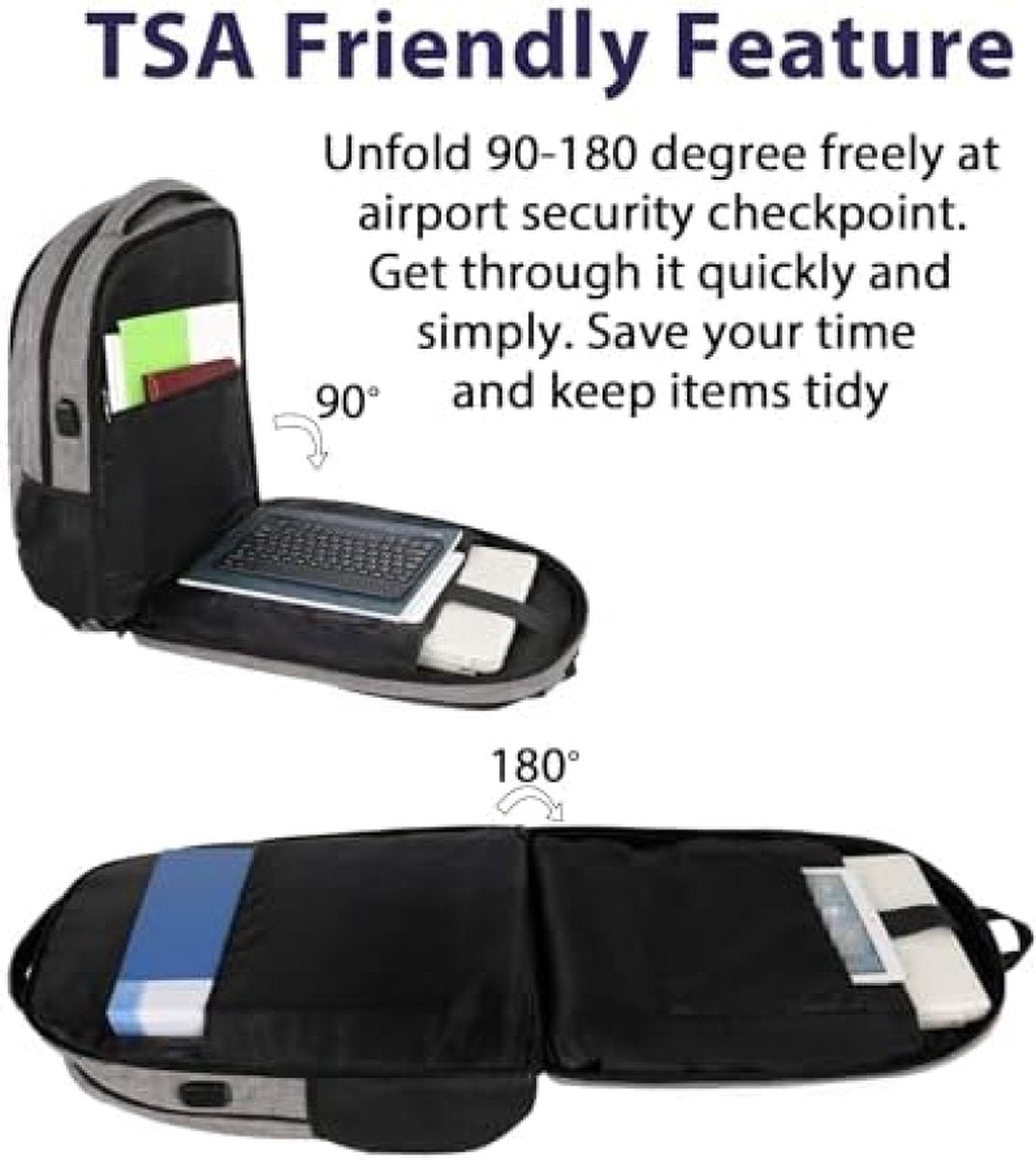 Travel Laptop Backpack, TSA Large Travel Backpack for Women Men, 17 Inch Business Flight Approved Carry On Backpack with USB Charger Port and Luggage Sleeve, Durable College School Bookbag